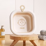 Cada Pliabila pentru Baie pentru Copii, Flippy, Cadita pentru Bebelusi, Model Patrat pentru Fata, Maro, 30x30x3.5 cm, 3.5 L - imagine 2