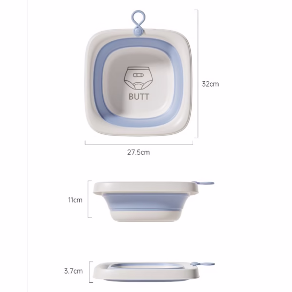 Cada Pliabila pentru Baie pentru Copii, Flippy, Cadita pentru Bebelusi, Model Patrat pentru Fundulet, Albastru, 32x27.5x3.7 cm, 4 L - imagine 7