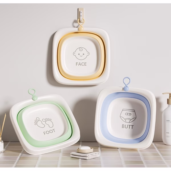 Cada Pliabila pentru Baie pentru Copii, Flippy, Cadita pentru Bebelusi, Model Patrat pentru Fundulet, Albastru, 32x27.5x3.7 cm, 4 L - imagine 8