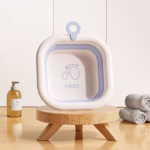 Cada Pliabila pentru Baie pentru Copii, Flippy, Cadita pentru Bebelusi, Model Patrat pentru Picioare, Albastru, 30x30x3.5 cm, 3.5 L - imagine 3