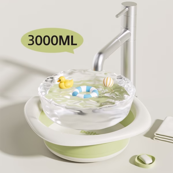 Cada Pliabila pentru Baie pentru Copii, Flippy, Cadita pentru Bebelusi, Model Romb cu Balon, Verde, 31.5x31.5x3.5 cm, 3L - imagine 9
