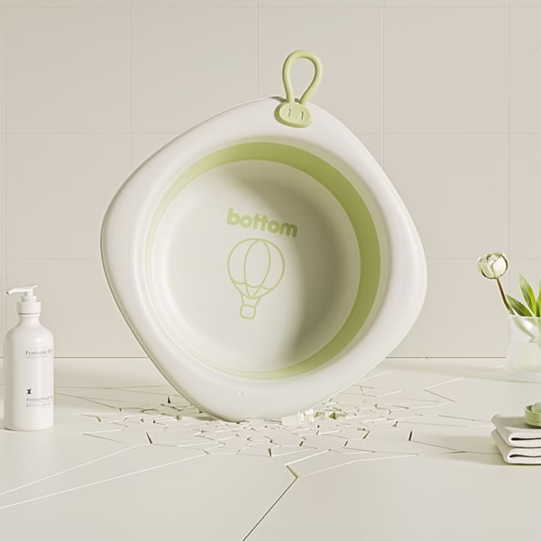 Cada Pliabila pentru Baie pentru Copii, Flippy, Cadita pentru Bebelusi, Model Romb cu Balon, Verde, 31.5x31.5x3.5 cm, 3L - imagine 12