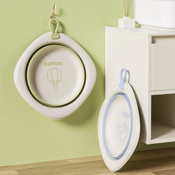 Cada Pliabila pentru Baie pentru Copii, Flippy, Cadita pentru Bebelusi, Model Romb cu Balon, Verde, 31.5x31.5x3.5 cm, 3L - imagine 13