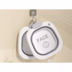 Lavoar Pliabil, Flippy, pentru Copii 1-8 Ani, 28.5x28.5x10 cm, din PE+PP, 3.5l, Model Fata, Gri - imagine 5