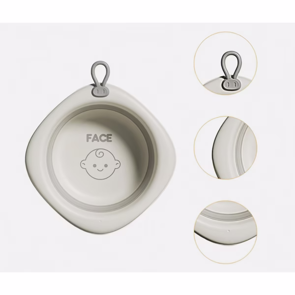 Cada Pliabila pentru Baie pentru Copii, Flippy, Cadita pentru Bebelusi, Model Romb pentru Fata, Gri, 31.5x31.5x3.5 cm, 3L - imagine 3