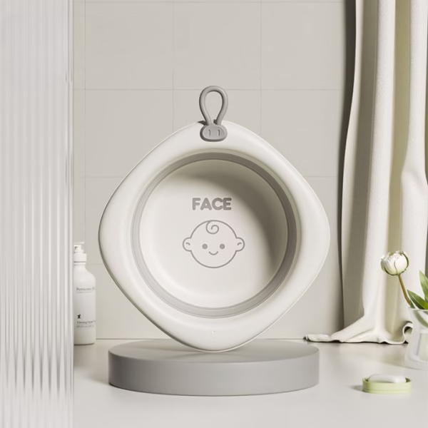 Cada Pliabila pentru Baie pentru Copii, Flippy, Cadita pentru Bebelusi, Model Romb pentru Fata, Gri, 31.5x31.5x3.5 cm, 3L - imagine 9
