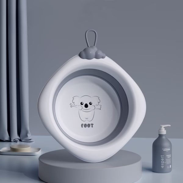Cada Pliabila pentru Baie pentru Copii, Flippy, Cadita pentru Bebelusi, Model Romb pentru Picioare Koala, Gri, 30x30x3.5 cm, 4L - imagine 8