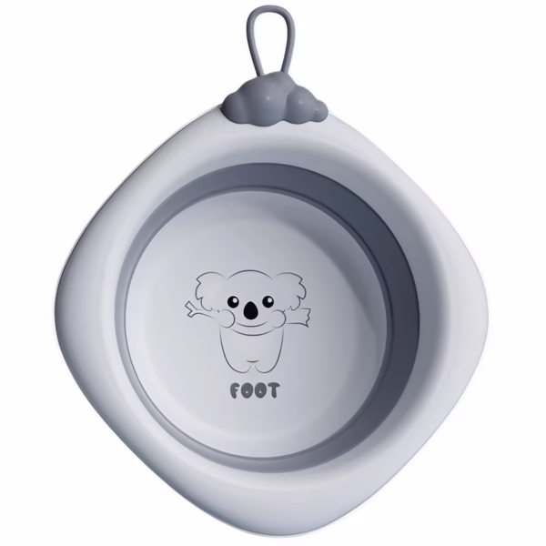 Cada Pliabila pentru Baie pentru Copii, Flippy, Cadita pentru Bebelusi, Model Romb pentru Picioare Koala, Gri, 30x30x3.5 cm, 4L - imagine 1