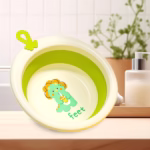 Cada Pliabila pentru Baie pentru Copii, Flippy, Cadita pentru Bebelusi, Model Rotund cu Dinozaur, Verde, 30x30x3.7 cm, 4L - imagine 2