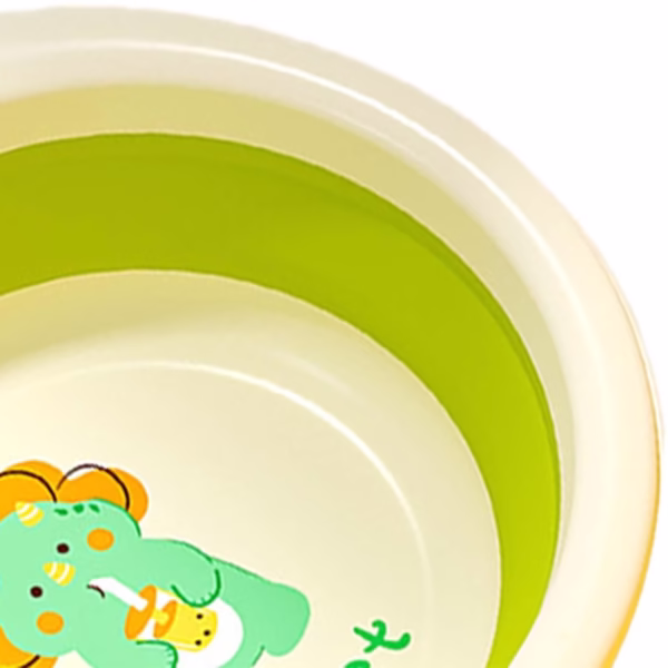 Cada Pliabila pentru Baie pentru Copii, Flippy, Cadita pentru Bebelusi, Model Rotund cu Dinozaur, Verde, 30x30x3.7 cm, 4L - imagine 5