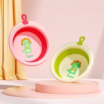 Cada Pliabila pentru Baie pentru Copii, Flippy, Cadita pentru Bebelusi, Model Rotund cu Dinozaur, Verde, 30x30x3.7 cm, 4L - imagine 7