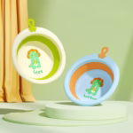 Cada Pliabila pentru Baie pentru Copii, Flippy, Cadita pentru Bebelusi, Model Rotund cu Dinozaur, Verde, 30x30x3.7 cm, 4L - imagine 8