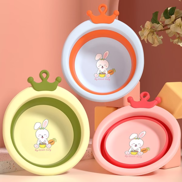 Cada Pliabila pentru Baie pentru Copii, Flippy, Cadita pentru Bebelusi, Model Rotund cu Iepuras, Blue, 30x31x3.5 cm, 3.3 L - imagine 11