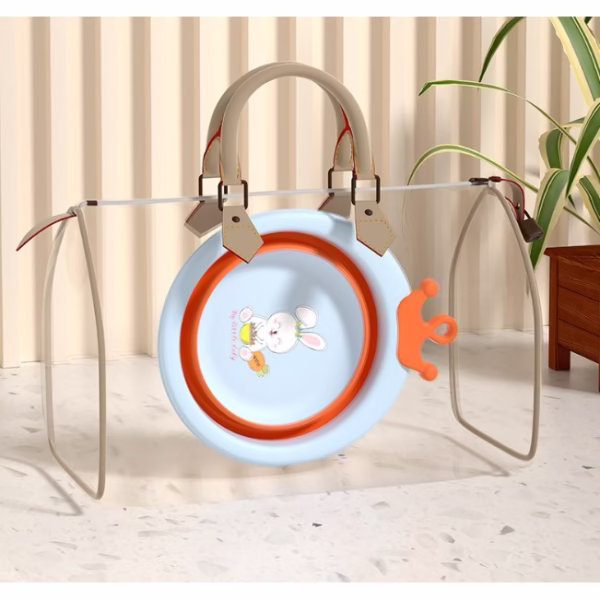 Cada Pliabila pentru Baie pentru Copii, Flippy, Cadita pentru Bebelusi, Model Rotund cu Iepuras, Blue, 30x31x3.5 cm, 3.3 L - imagine 13
