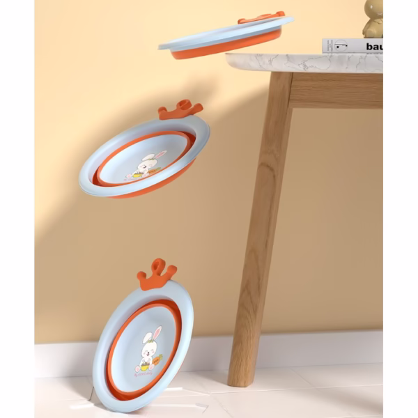 Cada Pliabila pentru Baie pentru Copii, Flippy, Cadita pentru Bebelusi, Model Rotund cu Iepuras, Blue, 30x31x3.5 cm, 3.3 L - imagine 14