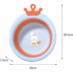 Cada Pliabila pentru Baie pentru Copii, Flippy, Cadita pentru Bebelusi, Model Rotund cu Iepuras, Blue, 30x31x3.5 cm, 3.3 L - imagine 3