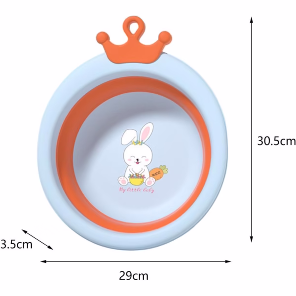 Cada Pliabila pentru Baie pentru Copii, Flippy, Cadita pentru Bebelusi, Model Rotund cu Iepuras, Blue, 30x31x3.5 cm, 3.3 L - imagine 3