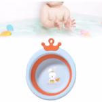 Cada Pliabila pentru Baie pentru Copii, Flippy, Cadita pentru Bebelusi, Model Rotund cu Iepuras, Blue, 30x31x3.5 cm, 3.3 L - imagine 6