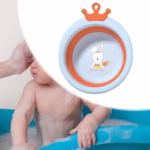 Cada Pliabila pentru Baie pentru Copii, Flippy, Cadita pentru Bebelusi, Model Rotund cu Iepuras, Blue, 30x31x3.5 cm, 3.3 L - imagine 7