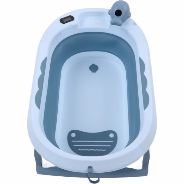 Cada de Baie, Flippy, pentru Copii 0 luni - 6 Ani, cu Termometru, Pliabila, Perna Suport Inclusa, din Plastic, 81.5 x 49 x 21.5 cm, Albastru - imagine 3