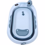 Cada de Baie, Flippy, pentru Copii 0 luni - 6 Ani, cu Termometru, Pliabila, Perna Suport Inclusa, din Plastic, 81.5 x 49 x 21.5 cm, Albastru - imagine 6