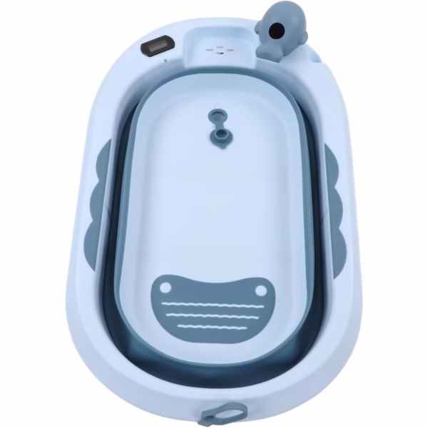 Cada de Baie, Flippy, pentru Copii 0 luni - 6 Ani, cu Termometru, Pliabila, Perna Suport Inclusa, din Plastic, 81.5 x 49 x 21.5 cm, Albastru - imagine 6