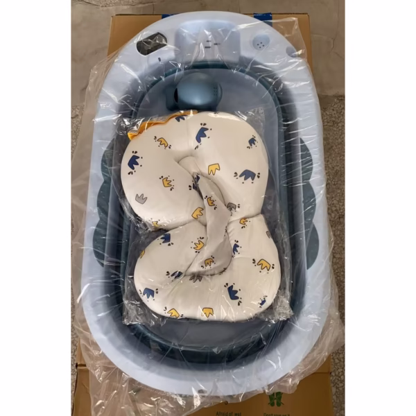 Cada de Baie, Flippy, pentru Copii 0 luni - 6 Ani, cu Termometru, Pliabila, Perna Suport Inclusa, din Plastic, 81.5 x 49 x 21.5 cm, Albastru - imagine 7