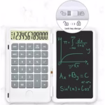 Calculator de Mana Reincarcabil cu Tabla de Scris, Flippy, Calculator Portabil, Ecran LCD, Afisaj cu 12 Cifre, Ecran de 15 cm, Culoare Alb - imagine 3