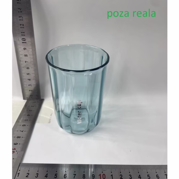 Cana de Apa pentru Clatit, Flippy, pentru Periuta de Dinti, 200 ml, 10.4 x 7.3 cm, Albastru Transparent - imagine 2