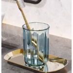Cana de Apa pentru Clatit, Flippy, pentru Periuta de Dinti, 200 ml, 10.4 x 7.3 cm, Albastru Transparent - imagine 3
