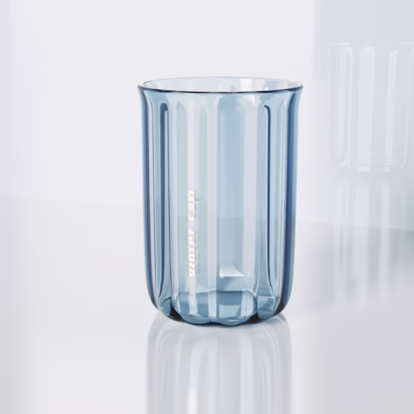 Cana de Apa pentru Clatit, Flippy, pentru Periuta de Dinti, 200 ml, 10.4 x 7.3 cm, Albastru Transparent - imagine 4