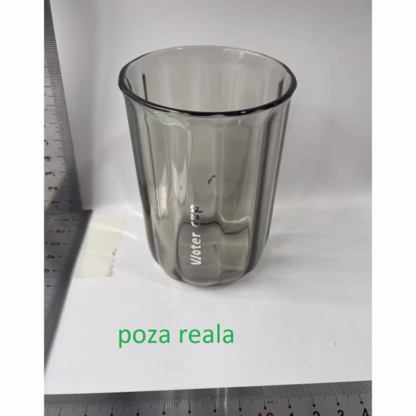 Cana de Apa pentru Clatit, Flippy, pentru Periuta de Dinti, 200 ml, 10.4 x 7.3 cm, Gri Transparent - imagine 2