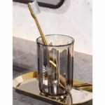 Cana de Apa pentru Clatit, Flippy, pentru Periuta de Dinti, 200 ml, 10.4 x 7.3 cm, Gri Transparent - imagine 3