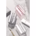 Cana de Apa pentru Clatit, Flippy, pentru Periuta de Dinti, 200 ml, 10.4 x 7.3 cm, Gri Transparent - imagine 5