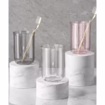 Cana de Apa pentru Clatit, Flippy, pentru Periuta de Dinti, 200 ml, 10.4 x 7.3 cm, Gri Transparent - imagine 6