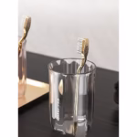 Cana de Apa pentru Clatit, Flippy, pentru Periuta de Dinti, 200 ml, 10.4 x 7.3 cm, Gri Transparent - imagine 8