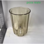 Cana de Apa pentru Clatit, Flippy, pentru Periuta de Dinti, 200 ml, 10.4 x 7.3 cm, Maro Transparent - imagine 3