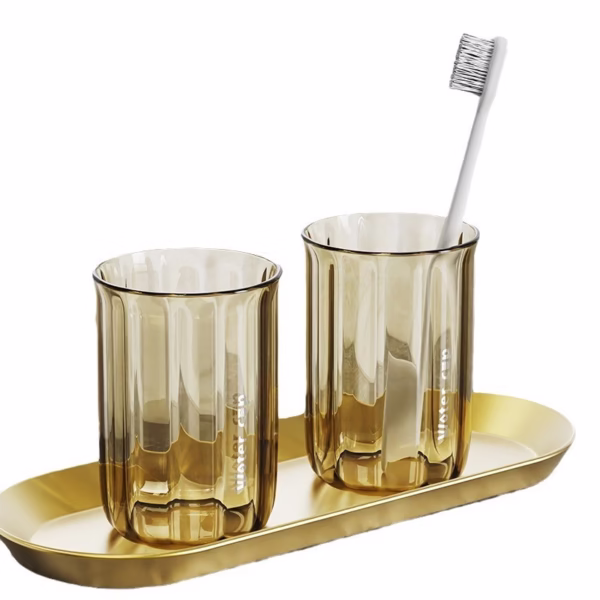 Cana de Apa pentru Clatit, Flippy, pentru Periuta de Dinti, 200 ml, 10.4 x 7.3 cm, Maro Transparent - imagine 4