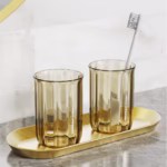 Cana de Apa pentru Clatit, Flippy, pentru Periuta de Dinti, 200 ml, 10.4 x 7.3 cm, Maro Transparent - imagine 5