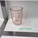 Cana de Apa pentru Clatit, Flippy, pentru Periuta de Dinti, 200 ml, 10.4 x 7.3 cm, Roz Transparent - imagine 2