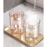 Cana de Apa pentru Clatit, Flippy, pentru Periuta de Dinti, 200 ml, 10.4 x 7.3 cm, Roz Transparent - imagine 7