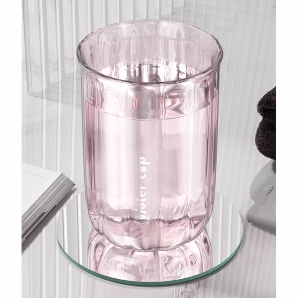 Cana de Apa pentru Clatit, Flippy, pentru Periuta de Dinti, 200 ml, 10.4 x 7.3 cm, Roz Transparent - imagine 8