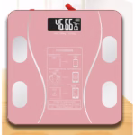 Cantar Electronic Inteligent De Baie Flippy Cu Aplicatie Smart, Corporal, Ecran Digital Iluminat, Termometru, Suporta Maxim 180 Kg, 26 x 26 cm, Baterii, Roz - imagine 2