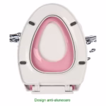 Capac de Toaleta cu Reductie 3 in 1, Flippy, pentru Copii +3 Ani si Adulti, Coborare Lenta si Silentioasa, Instalare Usoara, din PP5 , in Forma de V, Alb/Roz - imagine 9