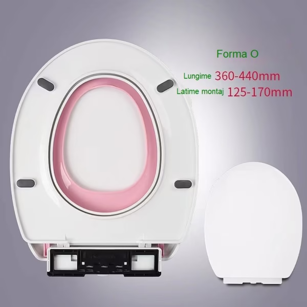 Capac de Toaleta cu Reductie 3 in 1, Flippy, pentru Copii +3 Ani si Adulti, Coborare Lenta si Silentioasa, Instalare Usoara, din PP5 , in Forma de O, Alb/Roz - imagine 8
