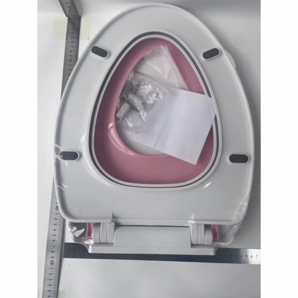 Capac de Toaleta cu Reductie 3 in 1, Flippy, pentru Copii +3 Ani si Adulti, Coborare Lenta si Silentioasa, Instalare Usoara, din PP5 , in Forma de O, Alb/Roz - imagine 11