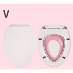 Capac de Toaleta cu Reductie 3 in 1, Flippy, pentru Copii +3 Ani si Adulti, Coborare Lenta si Silentioasa, Instalare Usoara, din PP5 , in Forma de V, Alb/Roz - imagine 4