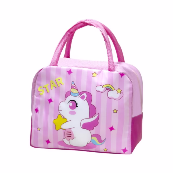 cartoon-insulated-bag-aluminum-foil-lunch-bag-student-lunch-bag-insulated-lunch-box-bag-length-23cm-width-13cm-height-19cm-color-pink-unicorn-main-667d2a3b1aab6 Geanta Termoizolanta pentru Copii, Flippy, 23x13x19 cm, Model Imprimeu Unicorn, din Folie de Aluminiu si Panza Oxford, Roz - imagine 1