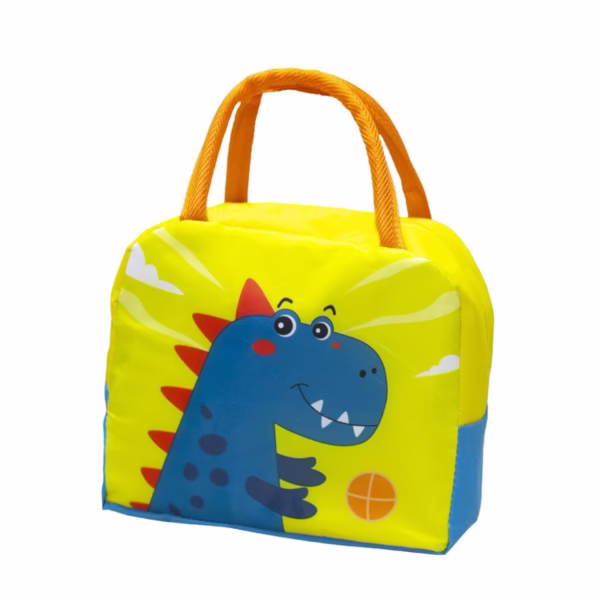 cartoon-insulated-bag-aluminum-foil-lunch-bag-student-lunch-bag-insulated-lunch-box-bag-length-23cm-width-13cm-height-19cm-color-yellow-basketball-bear-main-667d275db5835 Geanta Termoizolanta pentru Copii, Flippy, 23x13x19 cm, Model Imprimeu Dinozaur, din Folie de Aluminiu si Panza Oxford, Albastru/Galben - imagine 1