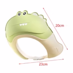 Casca de Dus, Flippy, Previne Scurgerea Apei si Samponului pe Fata, 0-12 Ani, Ajustabila, din TPE+PP, 20 x 23 cm, Model Crocodil, Verde - imagine 2